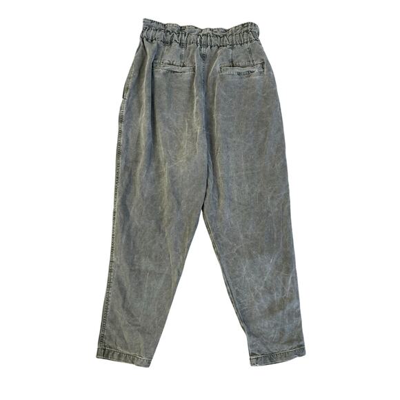 Free People Light Gray Margate Paper Bag Pleated Drawstring Pants Size SP - Picture 8 of 9